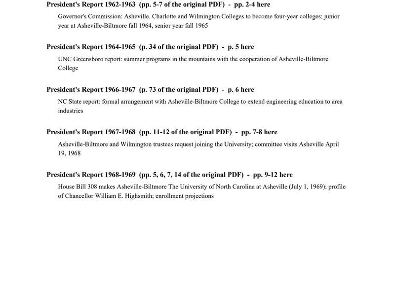 UNCA Sections from President Reports